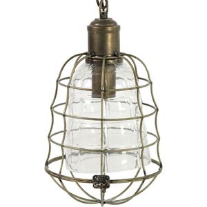 Hanglamp - Industrieel - Vintage - Eetkamer - Stallamp - Overkapping - Landelijk - Mancave - Ketting - Brons - Glas - 38cm