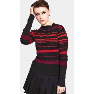 Jawbreaker - High Neck Striped Gebreide trui - XL - Rood/Zwart