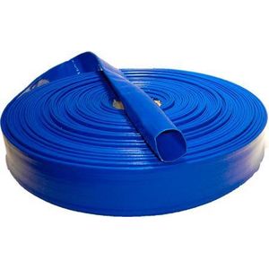 Platte oprolbare waterslang / afvoerslang A kwaliteit - 38mm (50m) , + 2 slangklemmen