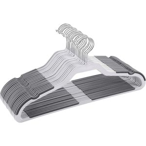 Kledinghangers, 20 stuks kostuumhangers, platte hangers met 360° draaibare haak, dubbele antislipbescherming, zware belasting, geschikt voor kostuums, shirts