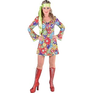Magic By Freddy's - Hippie Kostuum - Hippie Peace Smiley - Vrouw - - Medium - Carnavalskleding - Verkleedkleding