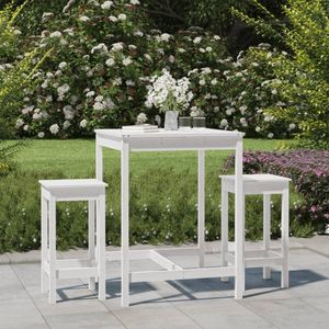 The Living Store 3-delige TuinTuinbarset massief grenenhout wit - Bar Set - Tuinset - Buitenkamer - Hout - Grenenhout