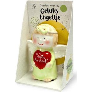 Miko Engeltje /Beertje Keramiek Beeldje Happy Birthday