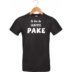 Mijncadeautje - Fryslan T-shirt - ik bin de leafste Pake - unisex - zwart - verjaardag - leeftijd - feest - (maat S)