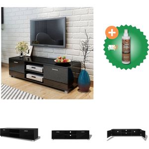 vidaXL Tv-meubel 140x40-3x34-7 cm hoogglans zwart - Kast - Inclusief Houtreiniger en verfrisser