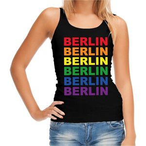 Regenboog Berlin gay pride / parade zwarte tanktop voor dames - LHBT evenement tanktops kleding XL