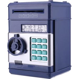 RAMBUX® - Kluis met Pincode & Geluid - Donkerblauw - Spaarpot - Munten & Briefgeld - Automatisch Spaarvarken - Educatief Speelgoed