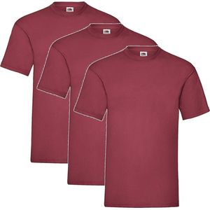 3 Pack Brick Red Shirts Fruit of the Loom Ronde Hals Maat XXXL (3XL) Valueweight