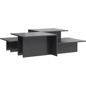 vidaXL Salontafels - Hoogglans Grijs - Set van 2 Salontafel - Koffietafel - Houten Salontafel - Moderne Salontafel - Grijze Salontafel