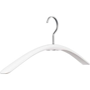 [Set van 5] Luxe glanzend witte melamine design hangers / garderobehangers / kledinghangers / jashangers met een verchroomde platte design haak