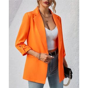 AliRose - Oranje Blazer - Casual - Koninginnedag - Outfit - Dameskleding - L 40/42