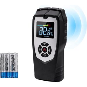 Vochtmeter Pinless Inductief met Alarmgeluid - Kleur LCD Display - Vocht Tester met 4 Modi voor Zacht Hout, Hard Hout, Muren en Metselwerk