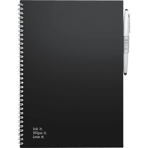 MOYU - Pitch Black Notebook - Uitwisbaar Notitieboek A4 Premium - Multifunctionele pagina’s - Inclusief uitwisbare pen, houder en wisdoekje