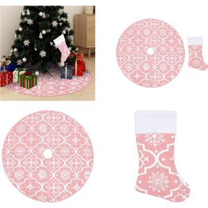 vidaXL Kerstboomrok luxe met sok 150 cm stof roze - Kerstboomjurk - Kerstboomjurken - Kerstboomrok - Kerstboomrokken
