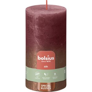 Bolsius Rustiek fading metallic stompkaars 130/68 Velvet Red + Copper