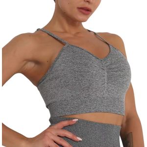 Sport BH zonder beugel - Maat L - Grijs - Extra comfortabele Sport BH - sport bh dames - shock absorber - seamless - sport top