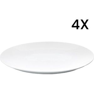 Borden - 27 cm - 4 Stuks - Wit - Horeca - Set - Pack - Witte Borden - Kwaliteit - Porselein - Dinerbord - Ontbijtbord - Lunchbord