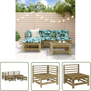 The Living Store 5-delige Loungeset geïmpregneerd grenenhout - Loungeset - Tuinset - Hout Meubel - Grenenhout - Outdoor Furniture