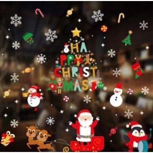 Raamsticker kerst - Decoratie kerstmis - Sticker Kerst - Kerst pinguïn - kerstversiering Raam - Kerstdecoratie Raam - Raamdecoratie winter