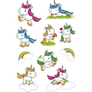 20x Eenhoorn fantasy dieren stickers met glitters - kinderstickers - stickervellen - knutselspullen