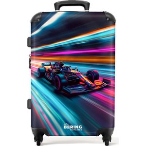 NoBoringSuitcases.com® - Kinderkoffer jongens groot - Kindertrolley koffer jongens - Formule 1-auto met kleurrijke lichtsporen - Rolkoffer lichtgewicht - Reiskoffer met 4 wielen - Grote trolley XL - 20 kg bagage