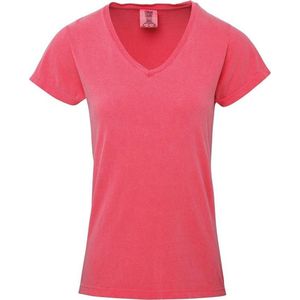 Basic V-hals t-shirt comfort colors watermeloen roze voor dames maat S