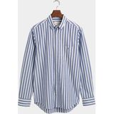 Gant - College Overhemd Streep Blauw - Heren - Maat L - Regular-fit