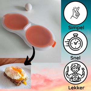 Eierkoker voor in de Magnetron - Gepocheerde Ei Maker - Eipocheerder - Eierkoker - Oranje - Pasen