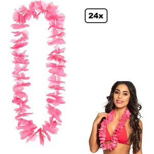 24x Krans hawai roze/pink - hawai krans hawaii slinger kleur trouwen liefde feest love thema feest pride