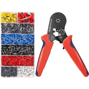 Zeshoekige krimptangset adereindhulzen - krimpgereedschapsset - geïsoleerde draadkabelschoenen - ratelkrimptang - elektrische draadconnectoren - 1200 stuks - 025-6 mm²