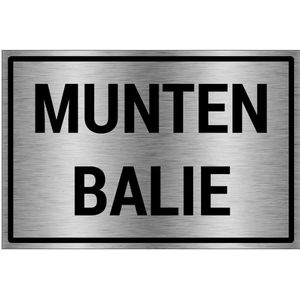 Muntenbalie bord - brushed aluminium materiaal - grijs zwart - 18 x 12 cm
