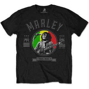 Bob Marley - Rebel Music Seal Heren T-shirt - S - Zwart