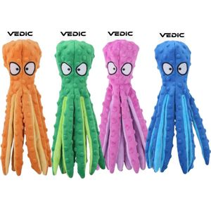 VEDIC® - Octopus Honden Knuffel set van 4 - Piepspeelgoed - Geen vulling - 32CM - Groen/Blauw/Oranje/Roze
