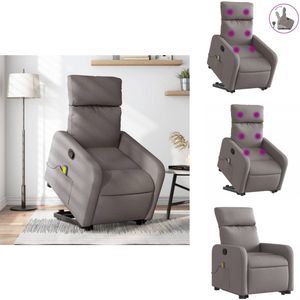 vidaXL Sta-op-massagefauteuil - Sta-op-massagefauteuils - Sta-op Fauteuil - Sta-op- En Ligstoel Verstelbaar - Sta-op-massagestoel verstelbaar stof taupe