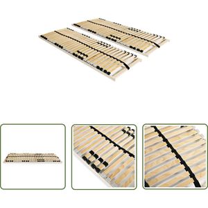 The Living Store Lattenbodems 2 st met 28 latten 7 zones 90x200 cm - Lattenbodem - Bedframe - Houten Latten - Beukenhout - Comfortzonen