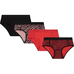 Ten Cate meisjes Hipster 4-pak Red Zebra - 104 - Rood