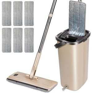Mop met uitwringvak - microvezel - 360° draaibaar - 7 stuks