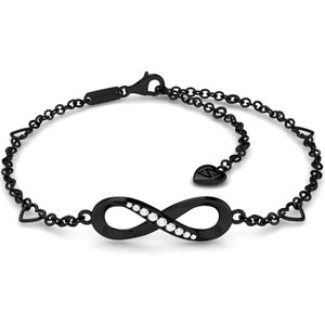 SERASAR Infinite Sign Sterling Zilveren Enkelbandje [Infinity] - Zwart - 925 Sieraden