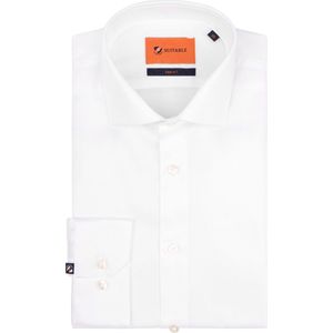 Suitable - Overhemd Extra Lange Mouwen Twill Wit - Heren - Maat 43 - Slim-fit