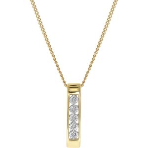 Lucardi Dames Ketting met Diamant 0,01ct - 18 Karaat Goud - Ketting - Cadeau - 45 cm - Geelgoud