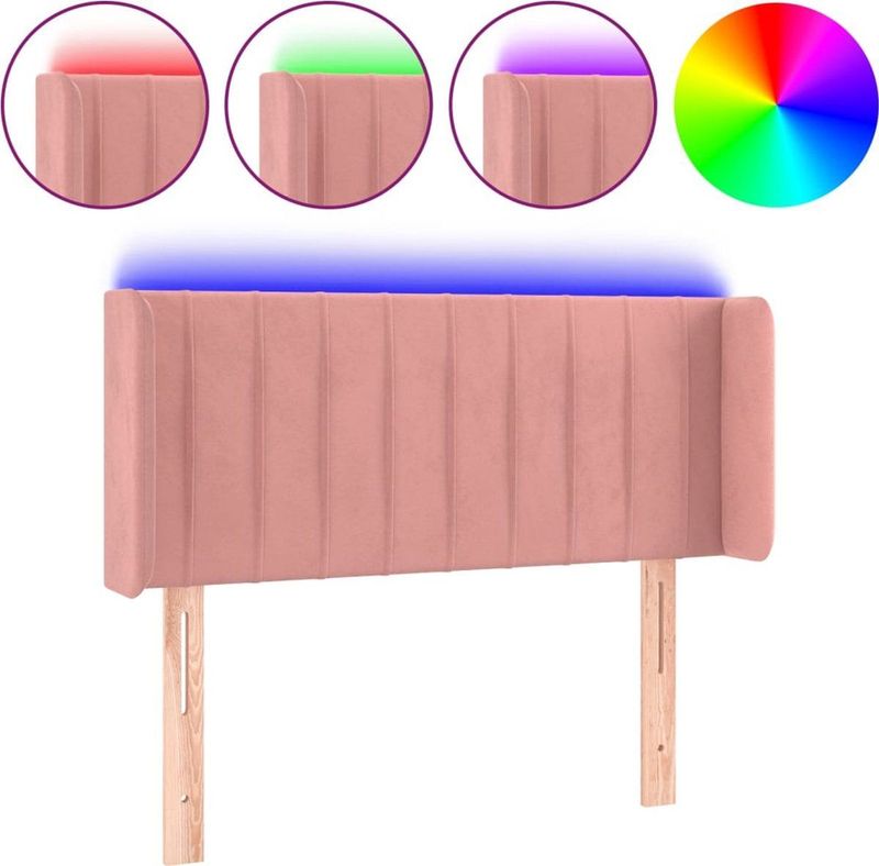 vidaXL - Hoofdbord - LED - 103x16x78/88 - cm - fluweel - roze