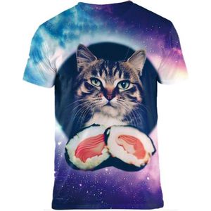 Sushi kitty - Kat met sushi shirt Maat M - Crew neck - Festival shirt - Superfout - Fout T-shirt - Feestkleding - Festival outfit - Foute kleding - Kattenshirt