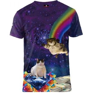 Dollah Dollah Regenboog shirt - Maat M Crew neck - Festival shirt - Superfout - Fout T-shirt - Feestkleding - Festival outfit - Foute kleding - Kattenshirt - Regenboogshirt - Kleding fout feest