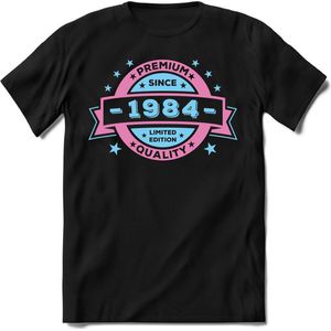 1984 Premium Quality | Feest Kado T-Shirt Heren - Dames | Licht Roze - Licht Blauw | Perfect Verjaardag Cadeau Shirt | Grappige Spreuken - Zinnen - Teksten | Maat L