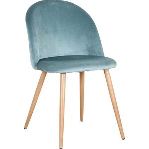 Betaalbare Goederen® Eetkamer Stoelen - Set van 2 - Aqua Blauw - Zachte Fluweel - Metalen Poten