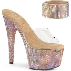 Pleaser - BEJEWELED-712RS Muiltjes met hak - US 8 - 38 Shoes - Roze/Wit