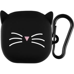 kwmobile Hoes geschikt voor Samsung Galaxy Buds FE - Siliconen cover voor oordopjes in zwart / wit - Kat design