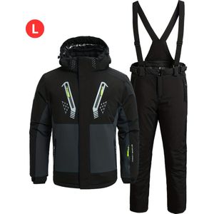 Skipak - SkiBroek - Skijas - Ski Suit - Wintersport - Heren - 2-Delig - Zwart - Winter - Maat L