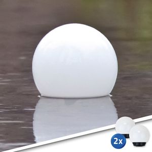 Solar tuinverlichting Float - Voordeelset van 2 stuks - Drijvende vijverlamp en priklamp in één - Warm wit licht