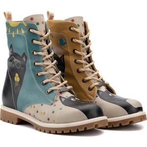 GOBY - Colourfull Cat - Boots - Laars - Laarzen - Damesboots - Dames laarzen - Longboots - Handmade - Dierenprint - Maat 38